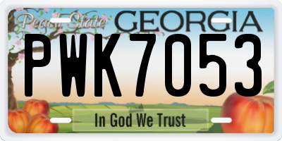 GA license plate PWK7053