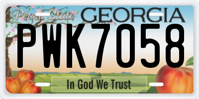 GA license plate PWK7058