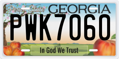 GA license plate PWK7060