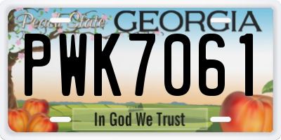GA license plate PWK7061