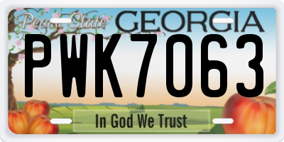 GA license plate PWK7063