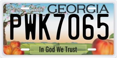 GA license plate PWK7065
