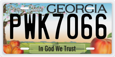 GA license plate PWK7066