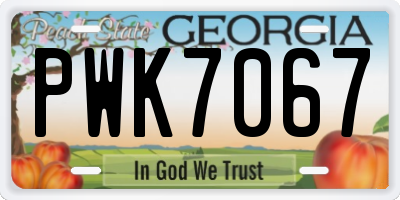 GA license plate PWK7067