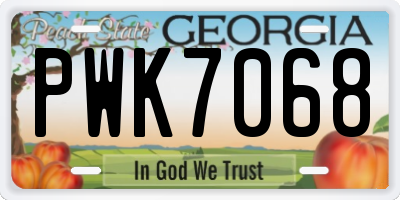GA license plate PWK7068