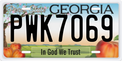 GA license plate PWK7069