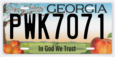 GA license plate PWK7071