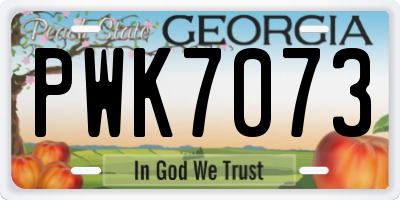 GA license plate PWK7073