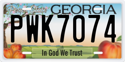 GA license plate PWK7074
