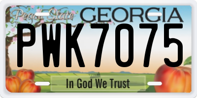 GA license plate PWK7075