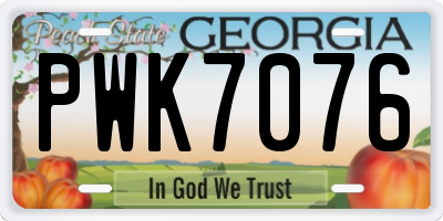 GA license plate PWK7076
