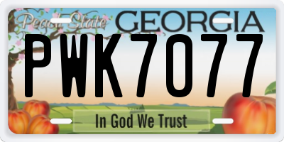 GA license plate PWK7077