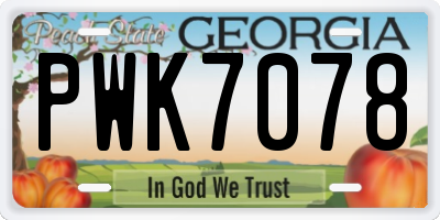 GA license plate PWK7078