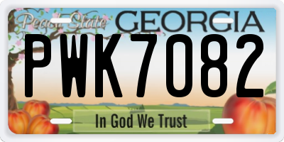 GA license plate PWK7082