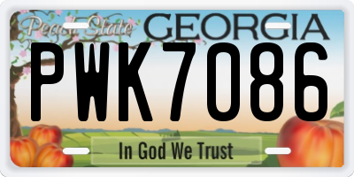 GA license plate PWK7086