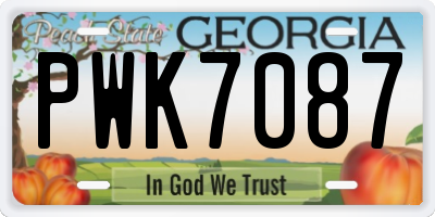 GA license plate PWK7087