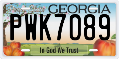 GA license plate PWK7089