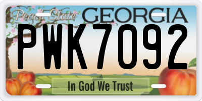 GA license plate PWK7092