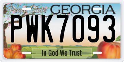GA license plate PWK7093