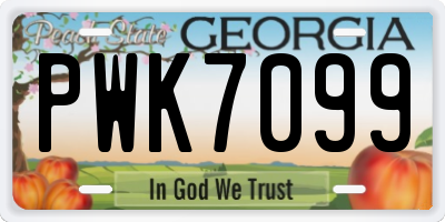 GA license plate PWK7099