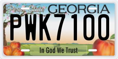 GA license plate PWK7100