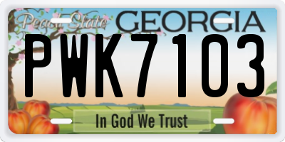 GA license plate PWK7103