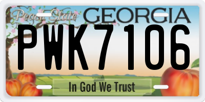 GA license plate PWK7106