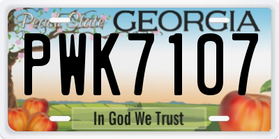 GA license plate PWK7107