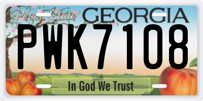 GA license plate PWK7108
