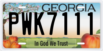 GA license plate PWK7111