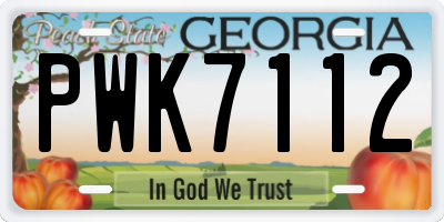 GA license plate PWK7112