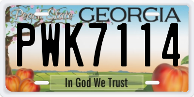 GA license plate PWK7114