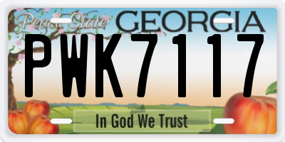 GA license plate PWK7117