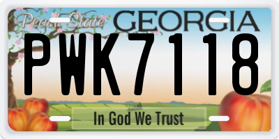 GA license plate PWK7118
