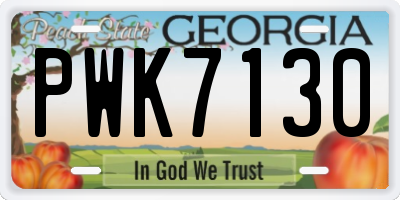 GA license plate PWK7130