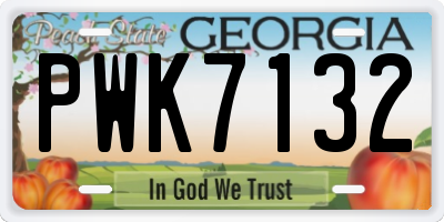 GA license plate PWK7132