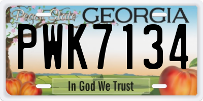 GA license plate PWK7134