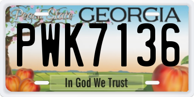 GA license plate PWK7136