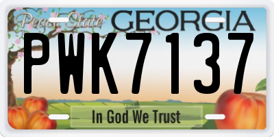GA license plate PWK7137