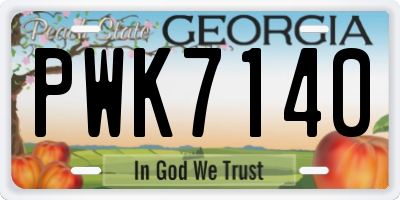 GA license plate PWK7140