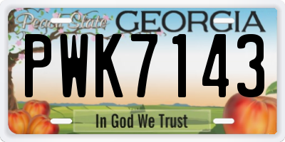 GA license plate PWK7143