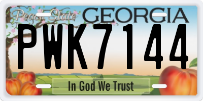 GA license plate PWK7144