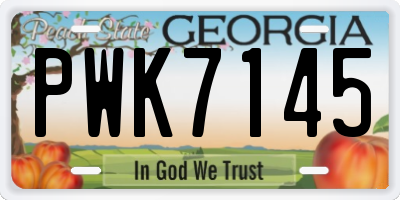 GA license plate PWK7145