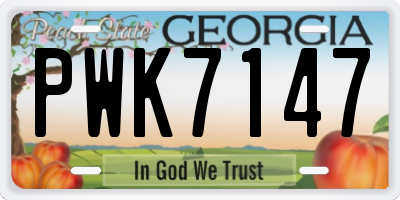 GA license plate PWK7147