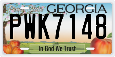 GA license plate PWK7148