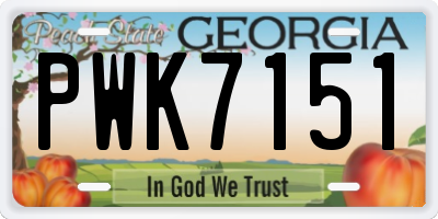 GA license plate PWK7151