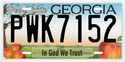 GA license plate PWK7152