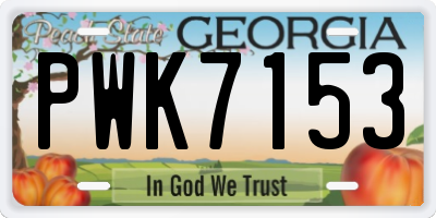 GA license plate PWK7153
