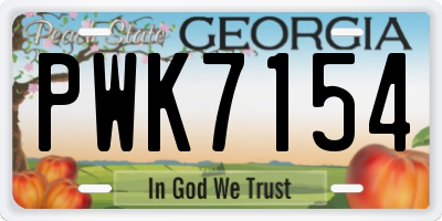 GA license plate PWK7154