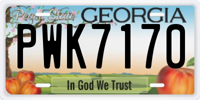 GA license plate PWK7170